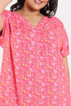 Zivame True Curv Floral Pop Woven Mid Length Nightdress - Coral Paradise — thumbnail 5